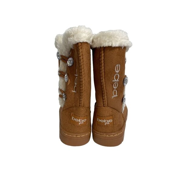 New Bebe Toddler Girls Size 9 Winter Boots Rhinestones Buttons Slip-On Mid-Calf - Picture 4 of 7